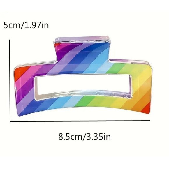 PRIDE MONTH RAINBOW SQUARE HAIR CLAW - Picture 8 of 8